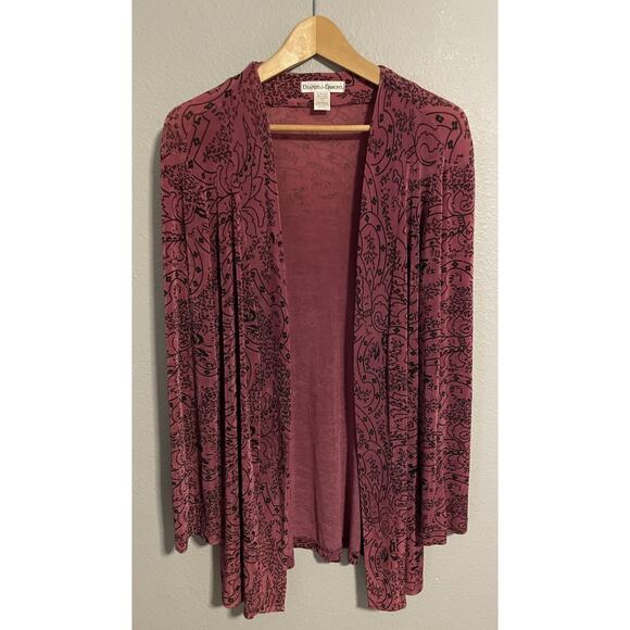 Drapers & Damons Womens Cardigan Large Purple Paisley Slinky Open Whimsigoth Y2K - Picture 1 of 6